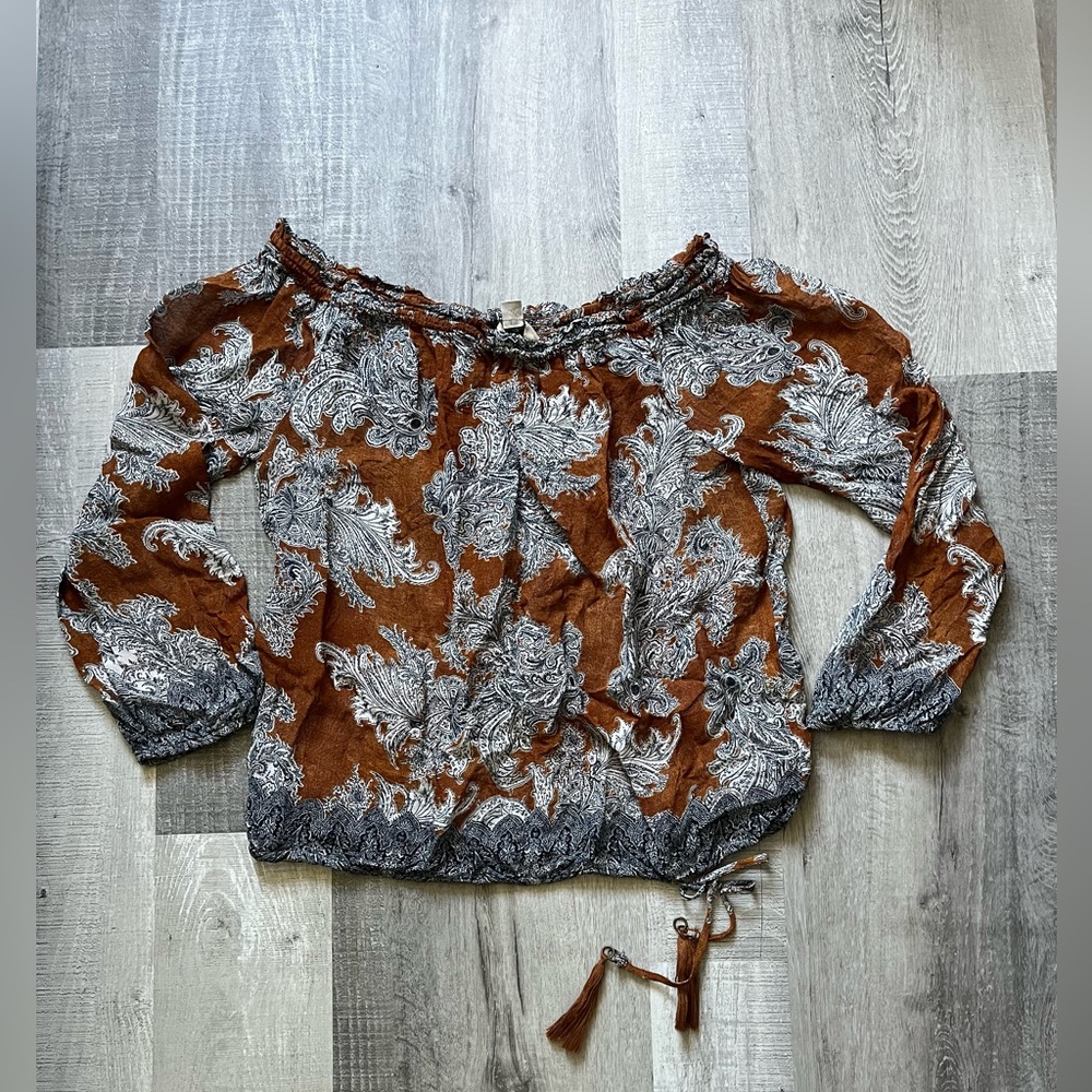 Lucky Brand Boho Off-Shoulder Top Size M